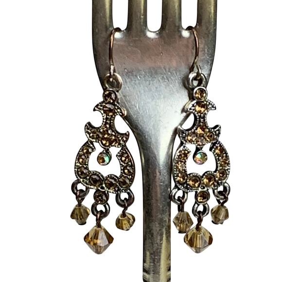 Bundle of 4 Brown Crystal & Bead Cluster Earrings Vintage Style Boho Statement - Picture 6 of 10